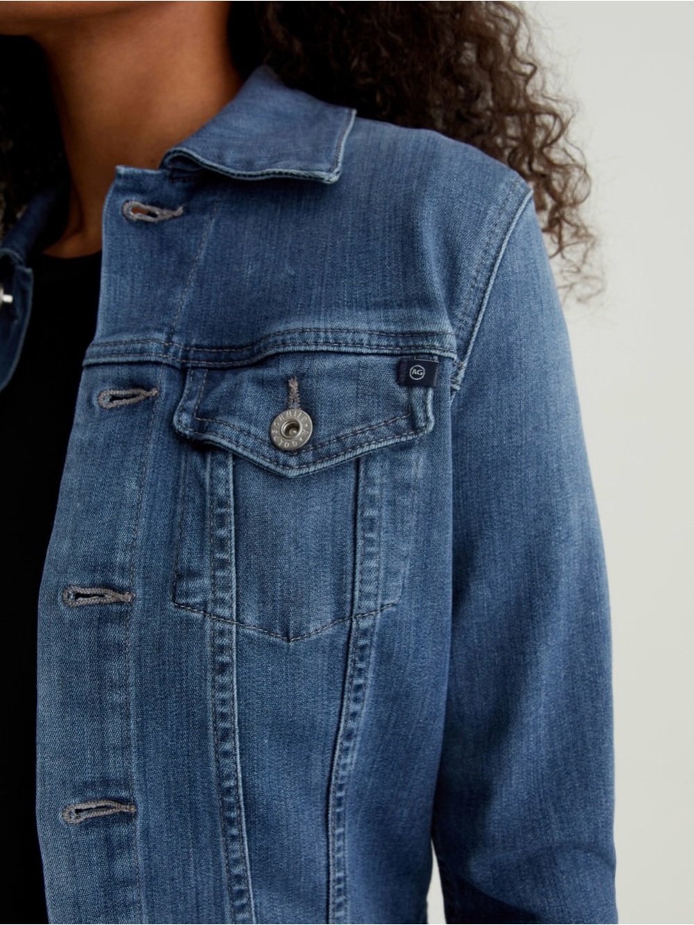 Ag Adriano Goldschmied Medium Blue Denim Jacket - Picture 3 of 5